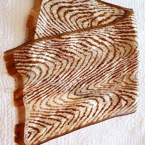 Brown & Ecru Silk Scarf - Adrienne Vittadini